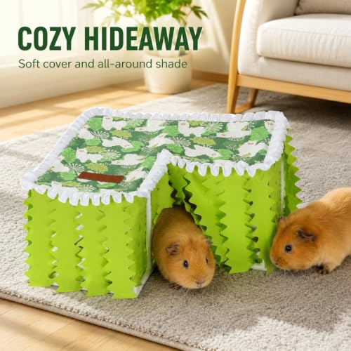 Guinea Pig Hamster Hideout, Guinea Pig Hide Felt Houses & Habitats, for Hamster Rat Mice Parrot Chinchilla Hedgehog Flying Squirrel - Playing Sleeping Resting(Sheep) - color: heavy Green