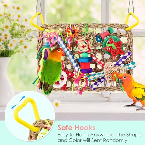 KATUMO Bird Toys, Large Bird Foraging Wall Toy, Woven Climbing Hammock Mat - color: Color