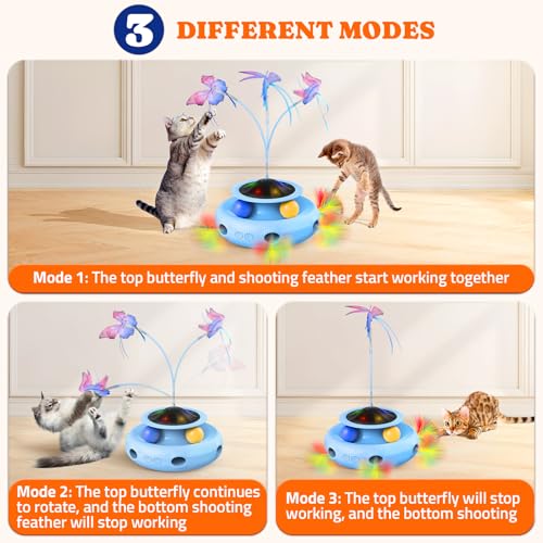 Pawtners Cat Toys, Automatic Interactive Kitten Toys for Indoor Cats, Blue - color: Blue