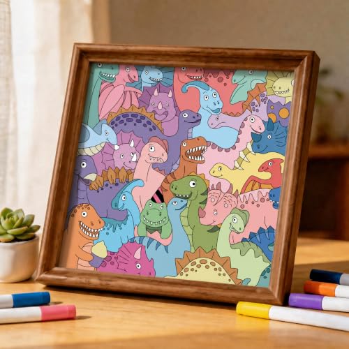 DIY Colorable Wooden Dinosaur Puzzle Frame, Arts and Crafts Toys for Kids - color: Dinosaur