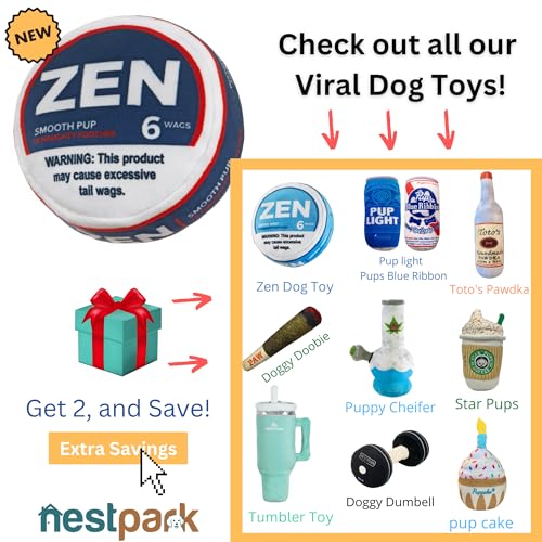 Nestpark Zen Pupper Deckies Parody Dog Toy - Plush Squeaky and Crinkle Funny Dog Toy (Smooth Pup) - color: Smooth Pup