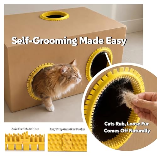 Cat Self Groomer Arch for Cardboard Boxes(Yellow | Refill) - color: Yellow