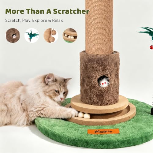 【Material Upgrade】 Famifit 50.8" Plant Cat Scratching Post, Tall Cat Tree - color: Green