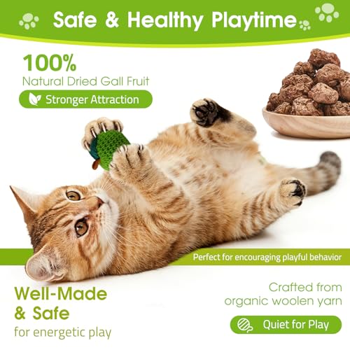9-Pack Catnip Cat Toys Balls, Handmade Yarn Balls with Natural Silvervine Gall Fruit, Interactive Cat Nip Ball Toys for Indoor Kitten Kitty Enrichment & Stress Relief