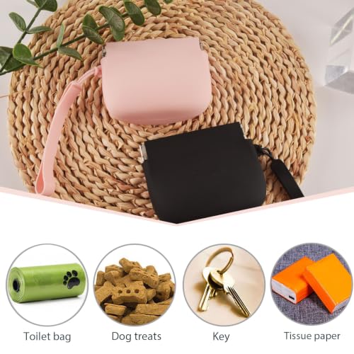 Silicone Dog Treat Pouch Portable Snack Pouch (Pink & Black) - color: Pink & Black