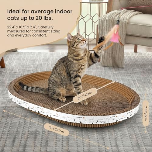 3Pack Extra Large Versatile Cardboard cat Scratcher & Lounger bed, High-Density cat Scratch Pads for Indoor Cats Grinding Claws, Ergonomical curved Cat Scratching Board, Couch Protector from Cat Claws - size: 3-Pack - Extra Large
