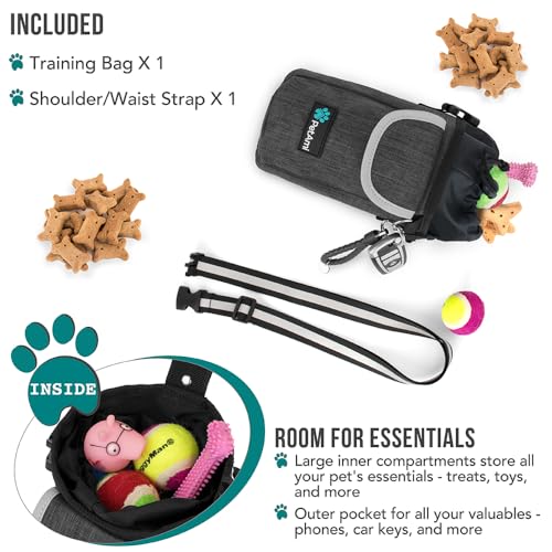 PetAmi Dog Treat Pouch, Large Hands-Free Training Bag, Charcoal - color: Charcoal