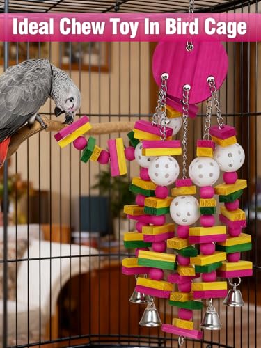 Large Bird Parrot Toys for Cockatoos African Grey Macaws Amazon Parrots - color: Hot pink