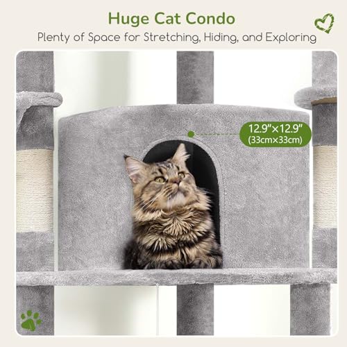 Globlazer Corner Cat Tree Tower with Scratching Post, C51, Light Grey - color: Light Gray, size: 51inch