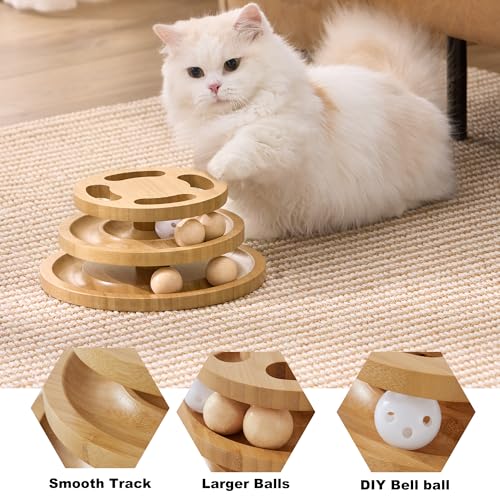 ZOMISIA Cat Ball Track Toy & 26'' Cardboard Cat Scratcher Bed