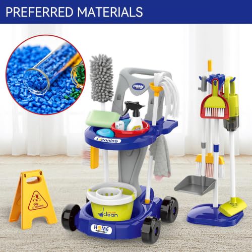 Toddler Cleaning Toy Set,New 29 - with Vacuum Cleaner,Broom & Mop,Ages 3-5 - color: Blue