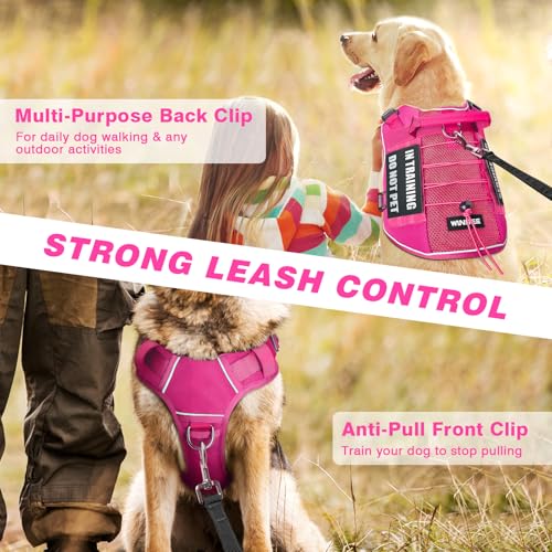WINSEE Service Dog in Training Mesh Harness with 10 Removale Pet Patches - color: Pink, size: Medium
