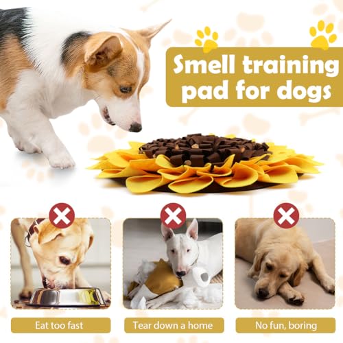 Sunflower Snuffle Mat for Dogs, 20” Washable Dog Puzzle Feed Mat - color: Sunflower