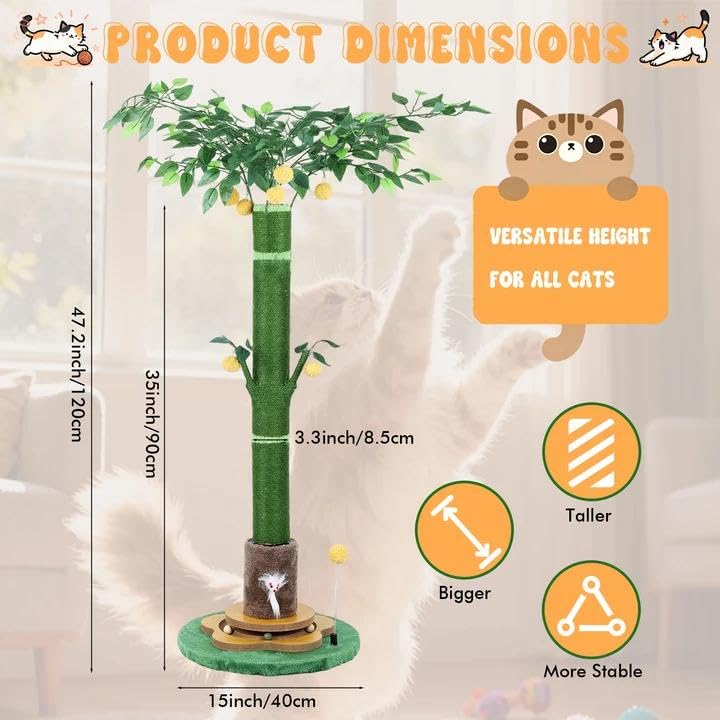 47'' Extra Tall Cat Scratching Post, Cute Cat Scratching Post for Indoor