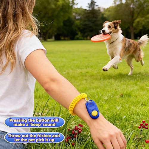 BUBBLE-FLY Dog Training Clicker with Wrist Strap, Effective Obedience Aid for Barking, Sit, Stay. Humane & Easy
