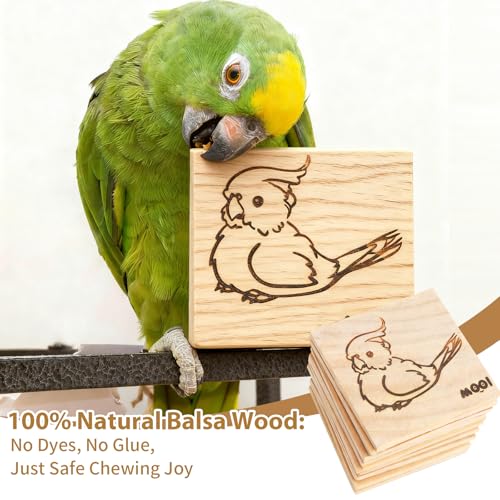 16 Pack Natural Balsa Wood Bird Chew Toys - World's Softest Wood, Safe Chewing Toys for Parakeets, Cockatiels, Lovebirds & Small Medium Birds. (Medium) (Medium 1)