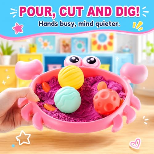 Carolart Mini Crab Sandbox, Sensory Bin with Color Changing Sand - style: Crab