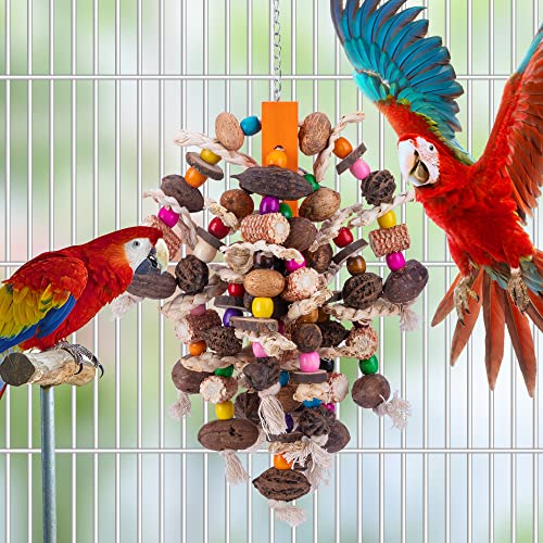 19.6" Large Parrot Bird Chewing Toys-Natural Nuts Corn Parrot Tearing Toy