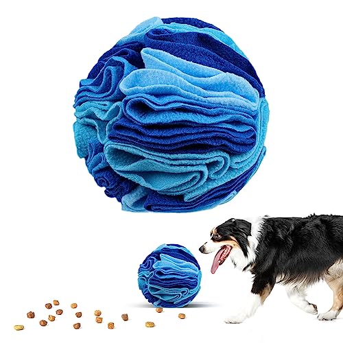 Pet Snuffle Ball, Puzzle Sniffing Interactive Dog Ball for Blind Dogs Training Stress Relief Dog Enrichment Toys Treat Machine Washable (20cm, Ocean Blue) - color: Ocean blue, size: 20cm