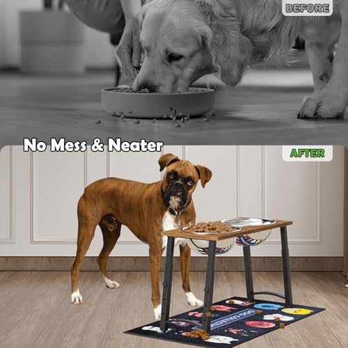 Elevated Dog Bowls for Large Extra Large Dogs with Mat, 4 Height Adjustable, 2 Stainless Steel Dog Bowls 3000ml,101oz - color: H:11.8-18.8", 101oz Bowls & Mat
