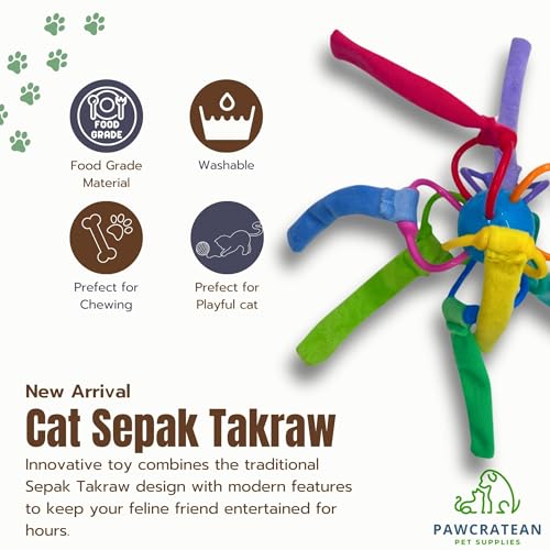 Catnip Sepak Takraw Cat Toy with Crackle Paper Colorful Self-Entertainment Durable Chew Toy - color: Catnip