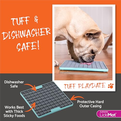 LickiMat Tuff, Heavy-Duty Playdate, Dog Slow Feeder Lick Mat, Boredom Anxiety Reducer; Perfect for Food, Treats, Yogurt, or Peanut Butter, Fun Alternative to a Slow Feed Dog Bowl, Green - color: Green