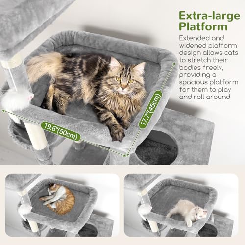 Globlazer Extra Large Cat Tower for Big Cats 20 lbs, 81in, F81, Light Grey - color: Light Grey