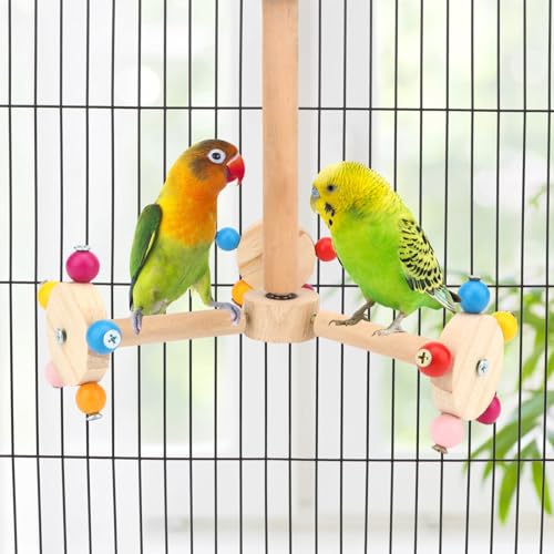 Hypeety 360° Rotating Bird Perch Stand Wooden Exercise Toy for Parrots