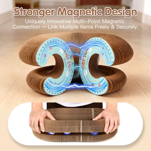 Extensible Magnetic Cat Scratcher Cardboard Toy with Bell Ball - size: 1 Pack
