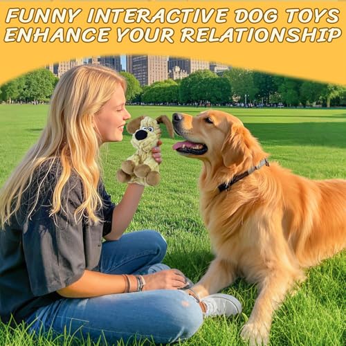 Squeaky Stuffed Dog Toys, Chew Dog for Large Medium Small Breeds - color: Khaki