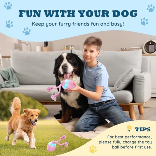 Interactive Dog Toys - Motion Activated Balls for Medium/Large Dogs, Automatic Moving Dogs Toy for Boredom, Interactive Dog Ball to Keep Them Busy(Light Pink) - color: Light Pink