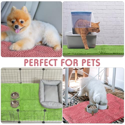 Amylove 4 Pcs Guinea Pig Cage Liner, 12 x 12 Inch, Green Pink - color: Green Pink, size: 12 x 12 Inch, style: Low Pile Chenille