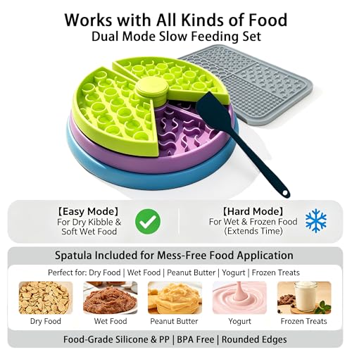 Slow Feeder Dog Bowl 3-Level Interactive Puzzle Feeder - color: Grey