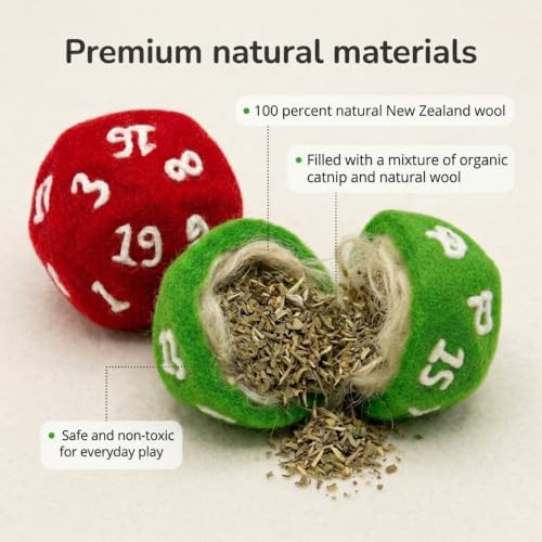 Glaciart One Wool Felt Dice Cat Toy with Catnip for Indoor Cats - color: Dice (2pcs)