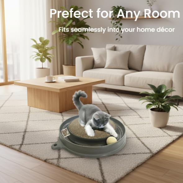 AUOON Cat Scratcher Toy with Ball Track for Indoor Cats and Kittens, Gray - color: Gray