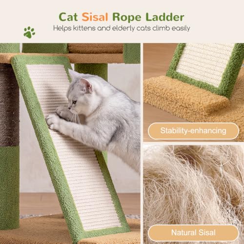 Globlazer Large Cat Tree 72in Tall Cat Climbing Tower, F72G, Cactus - color: Green