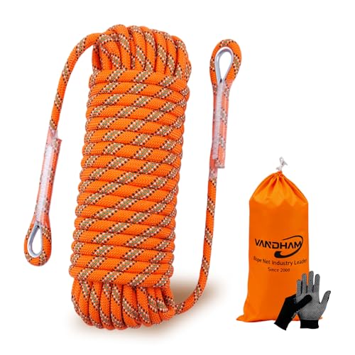Static Climbing Rope - 12mm High Strength Arborist Rope 98FT for Outdoor Rappelling, Swing, Rigging, Tree Work, Camping - Orange - color: Orange, size: 98FT