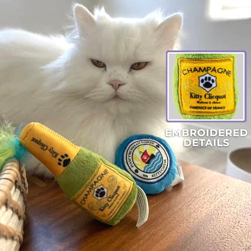 Haute Diggity Kitty Clicquot Bottle + Caviar Set, Soft Plush Cat Toys - color: Multi - Kitty Clicquot Bottle + Caviar Duo