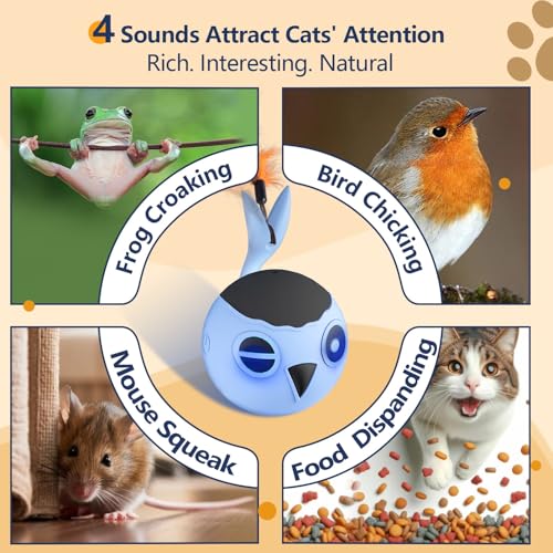 Cat Toys Ball, Smart Motion Sensor Moving Ball with 4 Sounds& 3 Speed Modes - color: Sky- Blue
