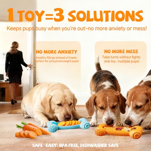 2-Pack Freeze Toys for Dogs Slow Feeder Lick Bone Indestructible Chew Toy