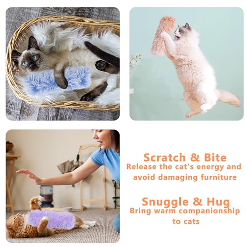 3 Pack Catnip Toys,Soft and Durable Cat Pillows Toys, Funny cat Toy - color: Purple+Blue+Pink