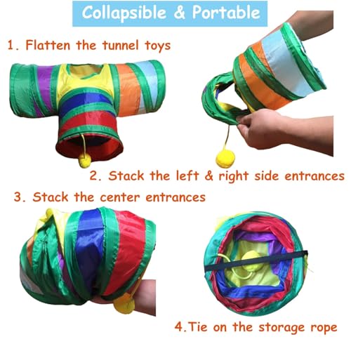 5.9" Guinea Pig Tunnels & Tubes Collapsible 3 Way Activity Tunnel Toys Hideout Hideaway for Guinea Pig Chinchilla Ferret Hamster Rat Hedgehog(Small Animal)