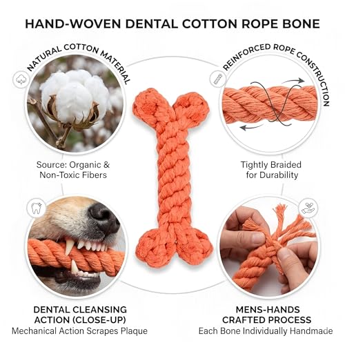 Orange Bone-Shaped Dog Rope Chew Toy, 1-Piece Set