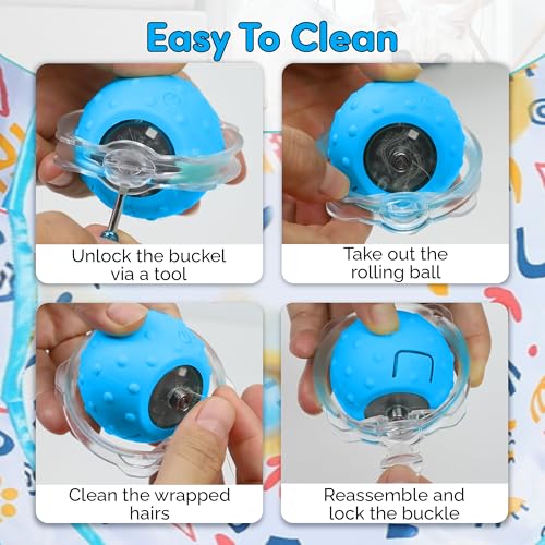 Brylex Interactive Cat Toys, Motion-Activated Rolling Ball with Play Mat, Automatic Hide-and-Seek Game, Fast & Slow Modes, USB Rechargeable Cat Enrichment Toy, 28" Play Mat - color: White Grain