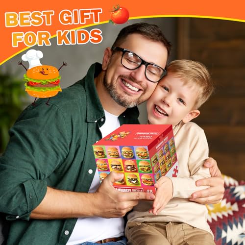 Jumbo Floor Puzzle for Kids,48 Piece Hamburger Jigsaw Puzzle Ages 3-8 - style: Hamburger