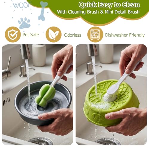 Dog Slow Feeder Lick Bowl with Rolling Ball for Liquid Treats,2-in-1(Green) - color: Green