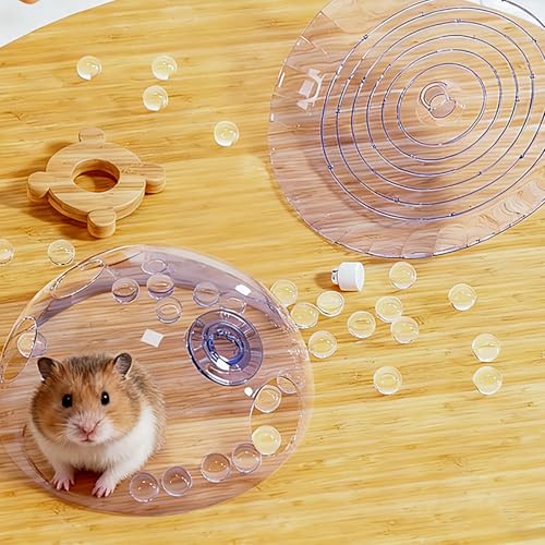 Hamster Wheel, 7 Inch Silent Exercise Running Wheel with Escape Holes, Quiet Spinner Toy for Guinea Pigs, Sugar Gliders, Gerbils (Blue)