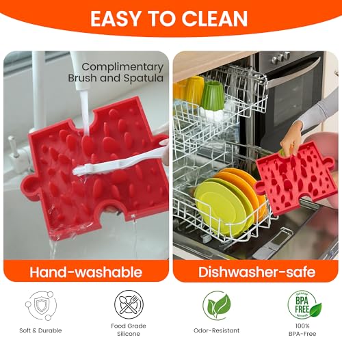 HOWGO Modular Puzzle Lick Mat for Dogs (1Pack, Red) - color: 1 Red