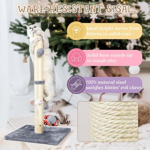 ANWA 32" Tall Sisal Cat Scratching Posts Tree for Indoor Cats Adults, Gray