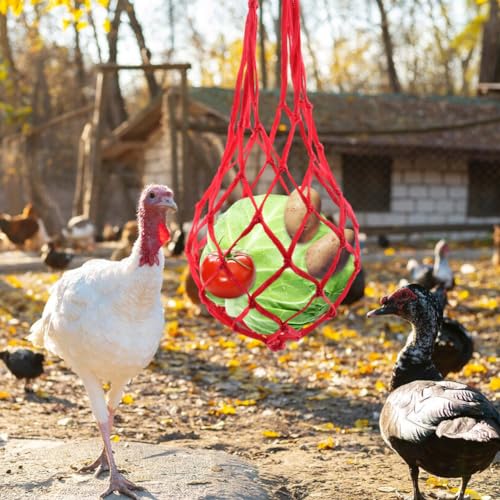 4 Pack Chicken Vegetable Hanging Feeder Mesh Veggie Holder Bags